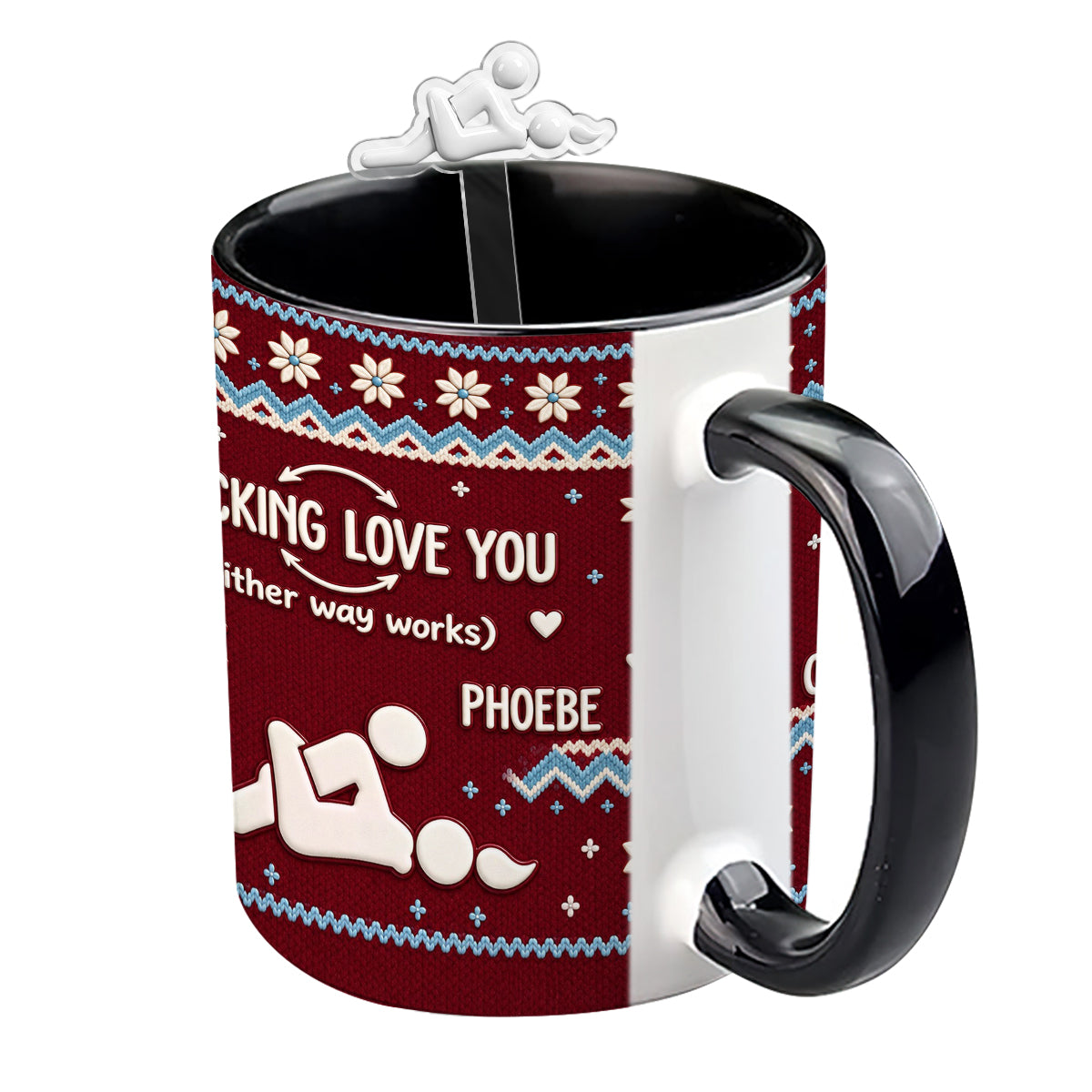 I F Love You Either Way Works - Personalized Spicy Couple Set Accent Mug with Acrylic Stirrers