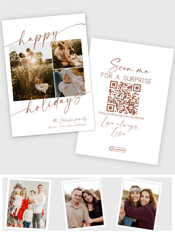 Frohe Feiertage Fotocollage - Personalisierte QR-Grußkarte