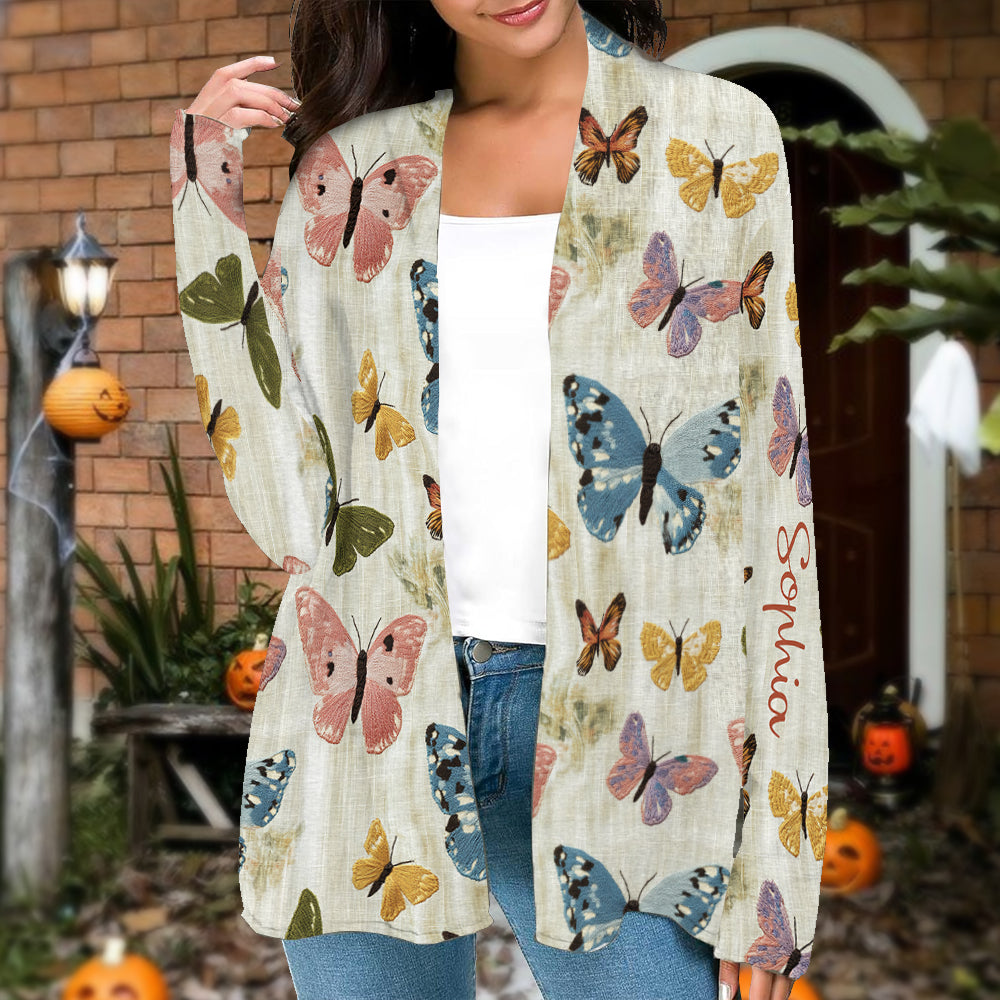 Schmetterlingsgarten – Personalisierter Schmetterlings-Cardigan
