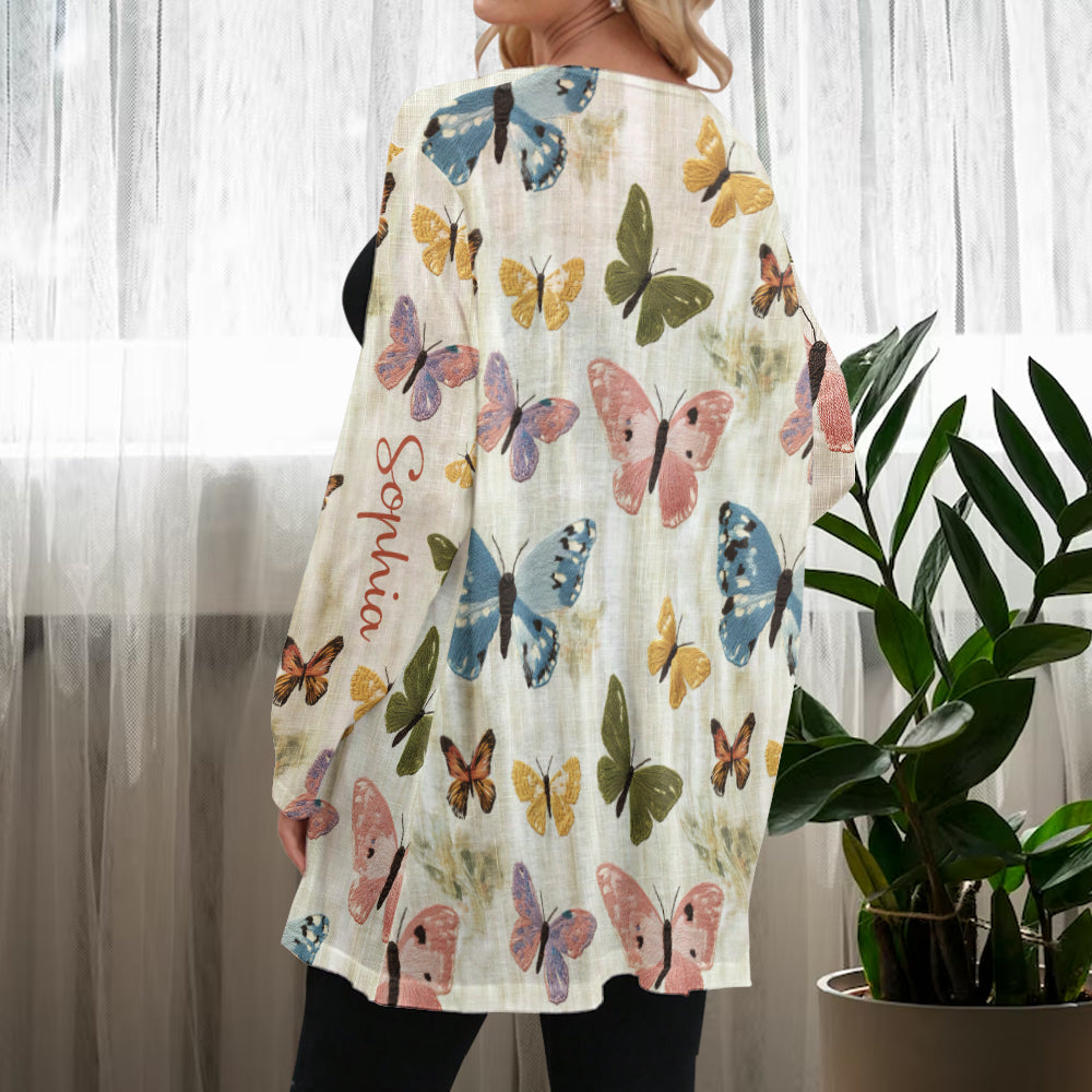 Schmetterlingsgarten – Personalisierter Schmetterlings-Cardigan