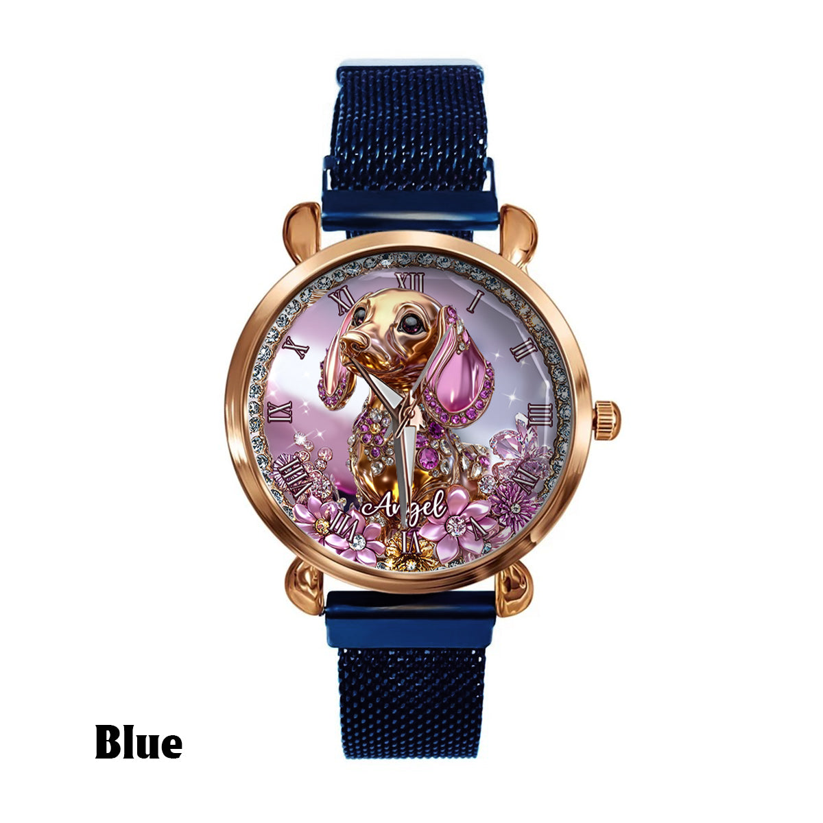 Dackel-Liebhaberinnen - Personalisierte Damen-Handuhr mit Hundemotiv 