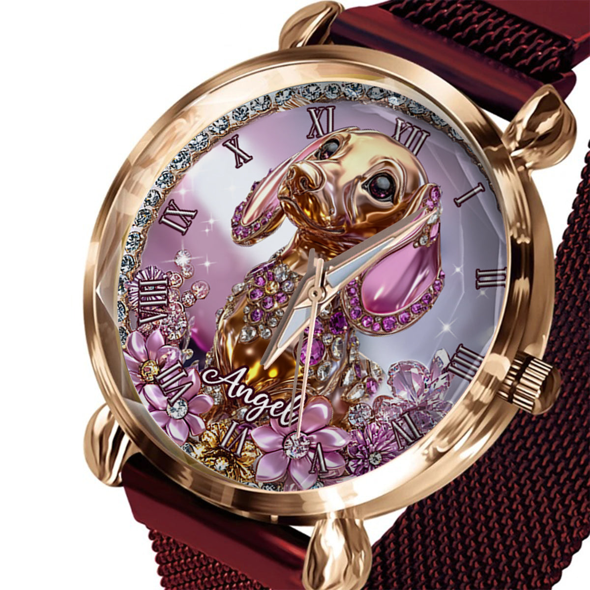 Dackel-Liebhaberinnen - Personalisierte Damen-Handuhr mit Hundemotiv 