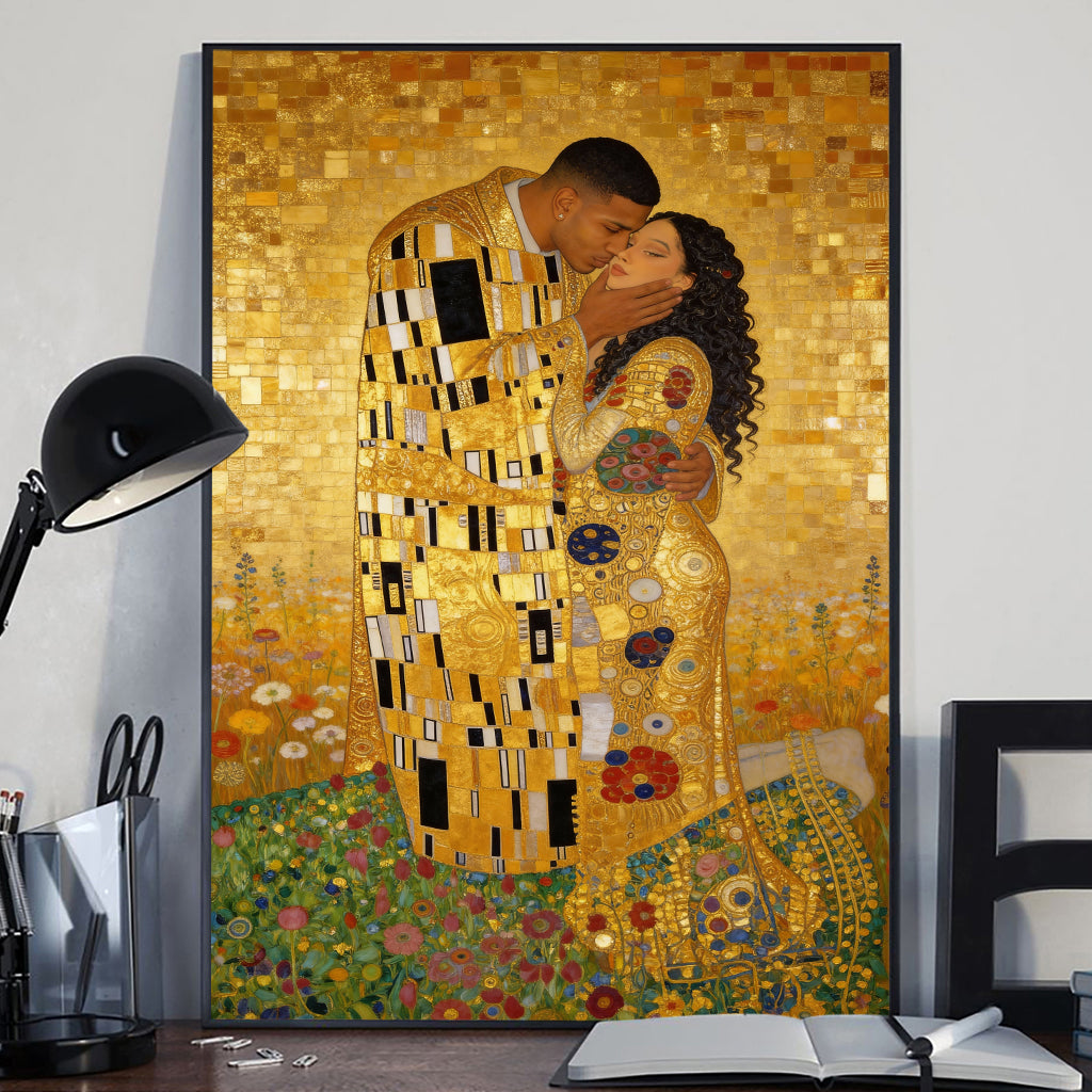 The Kiss - Personalized Couple Canvas And Poster