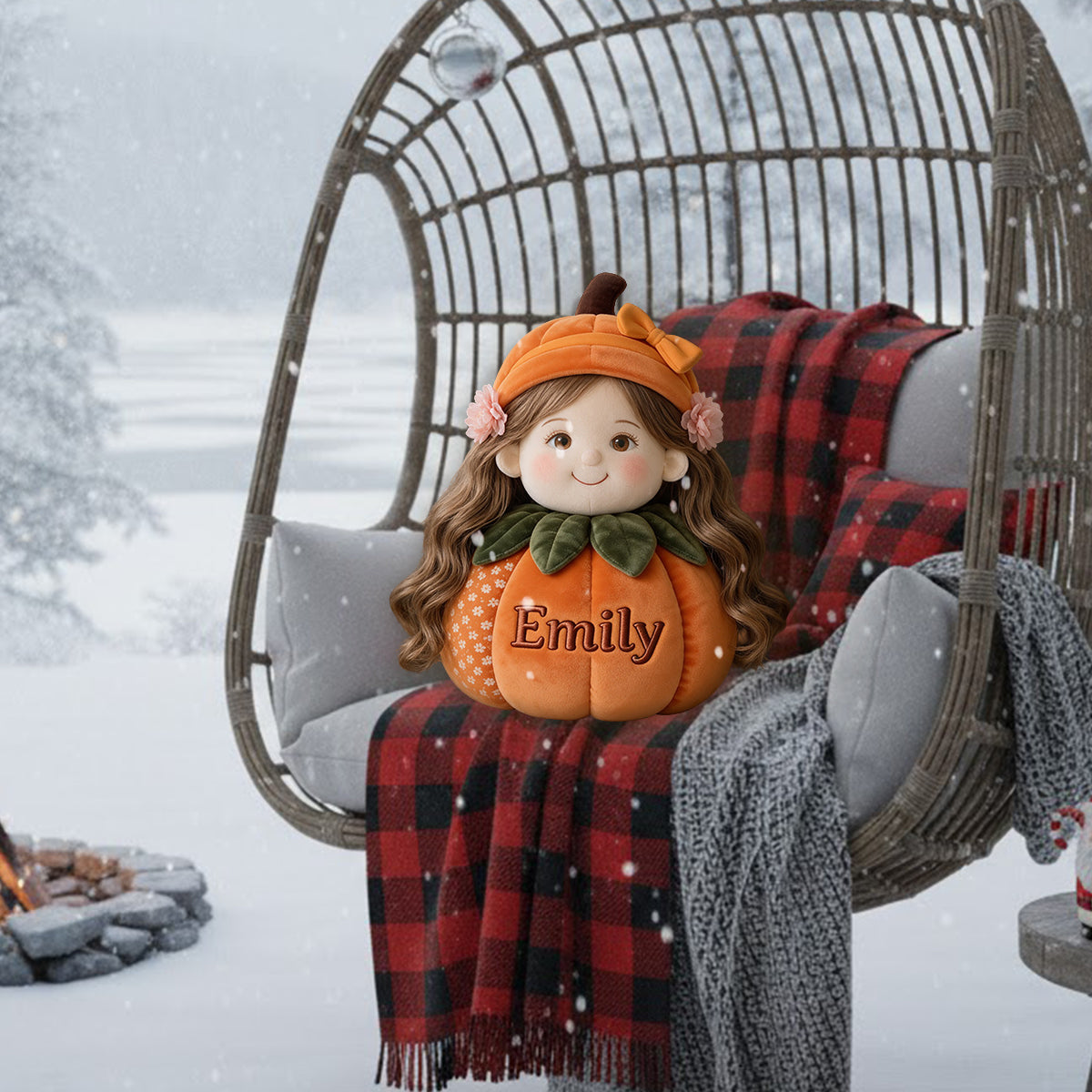Funny Pumpkin Pillow Family Fall Decoration - Personalized Family Premium Faux Fur Pillow