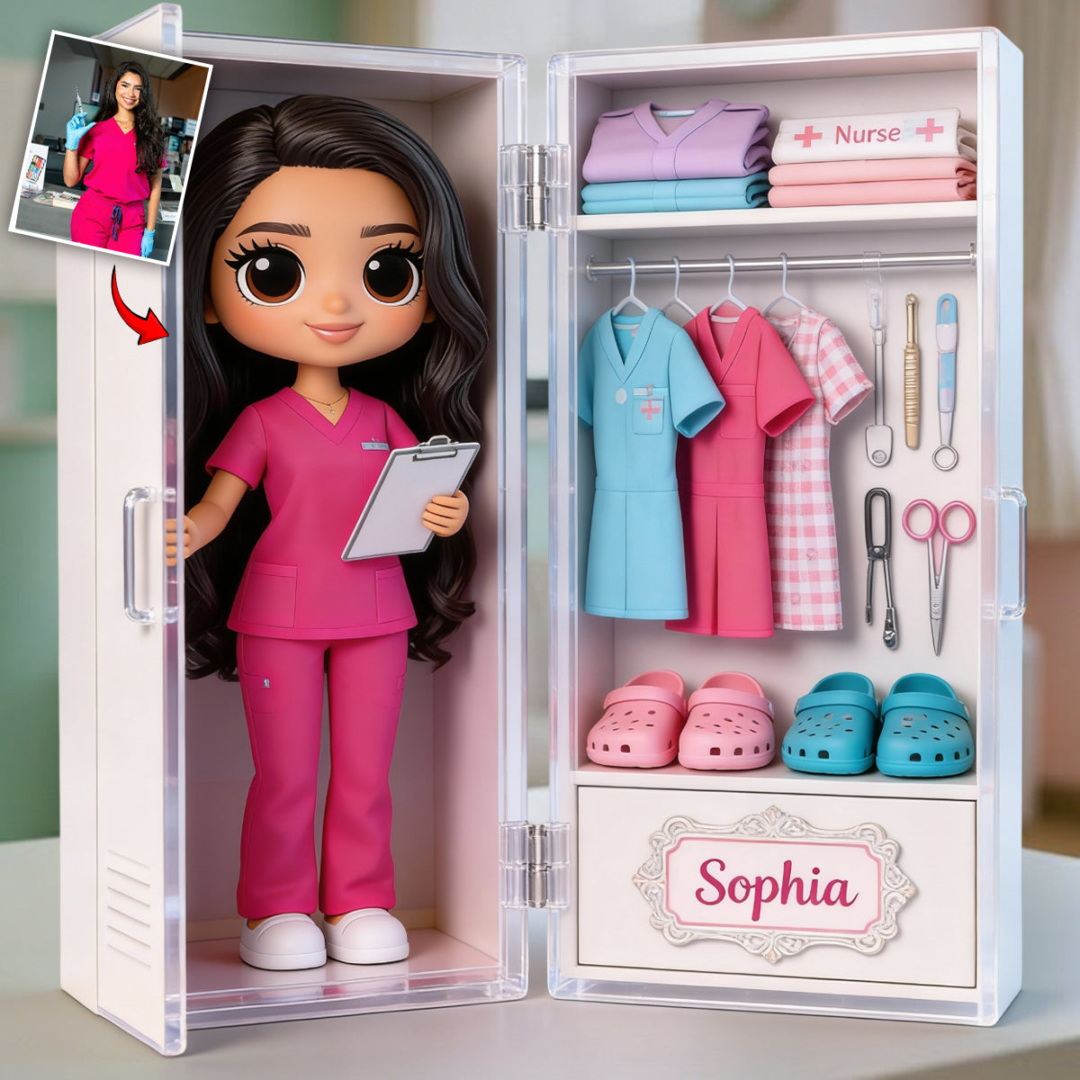 Individuell gestaltbares Acryl-Diptychon mit Foto aus dem Pflegealltag – Personalisierte Pflegekraft