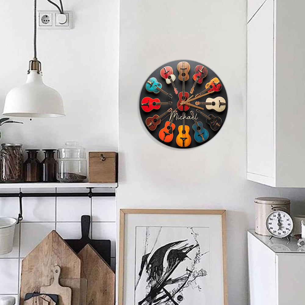 Rock & Roll - Personalized Guitar Wall Clock