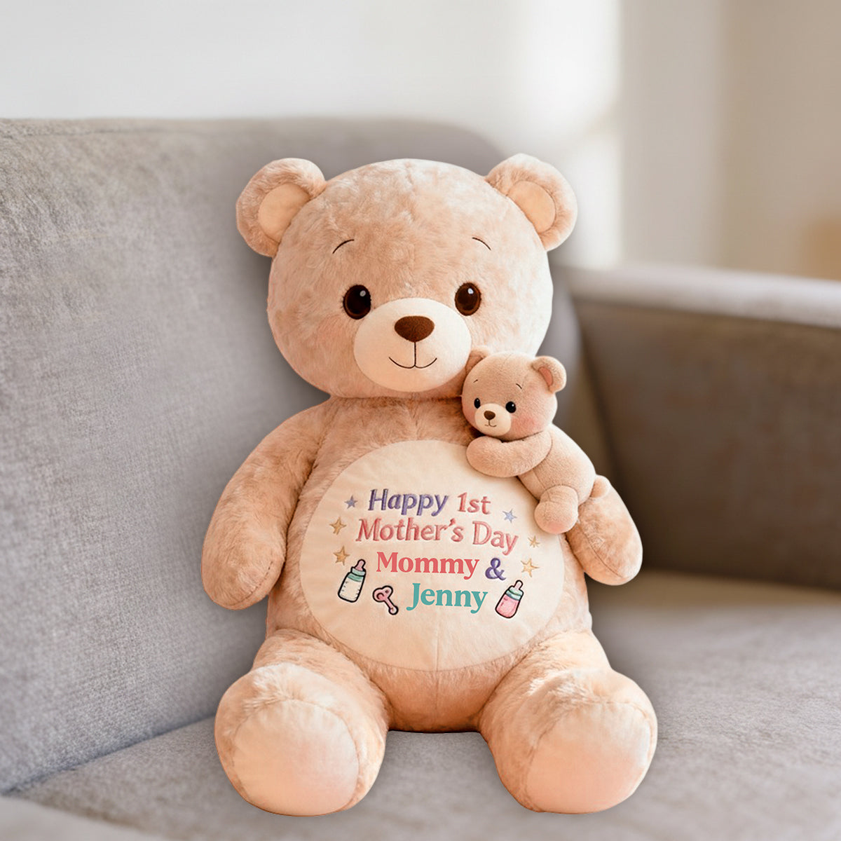 Alles Gute zum ersten Muttertag – Personalisiertes Premium-Kunstfellkissen für Mütter