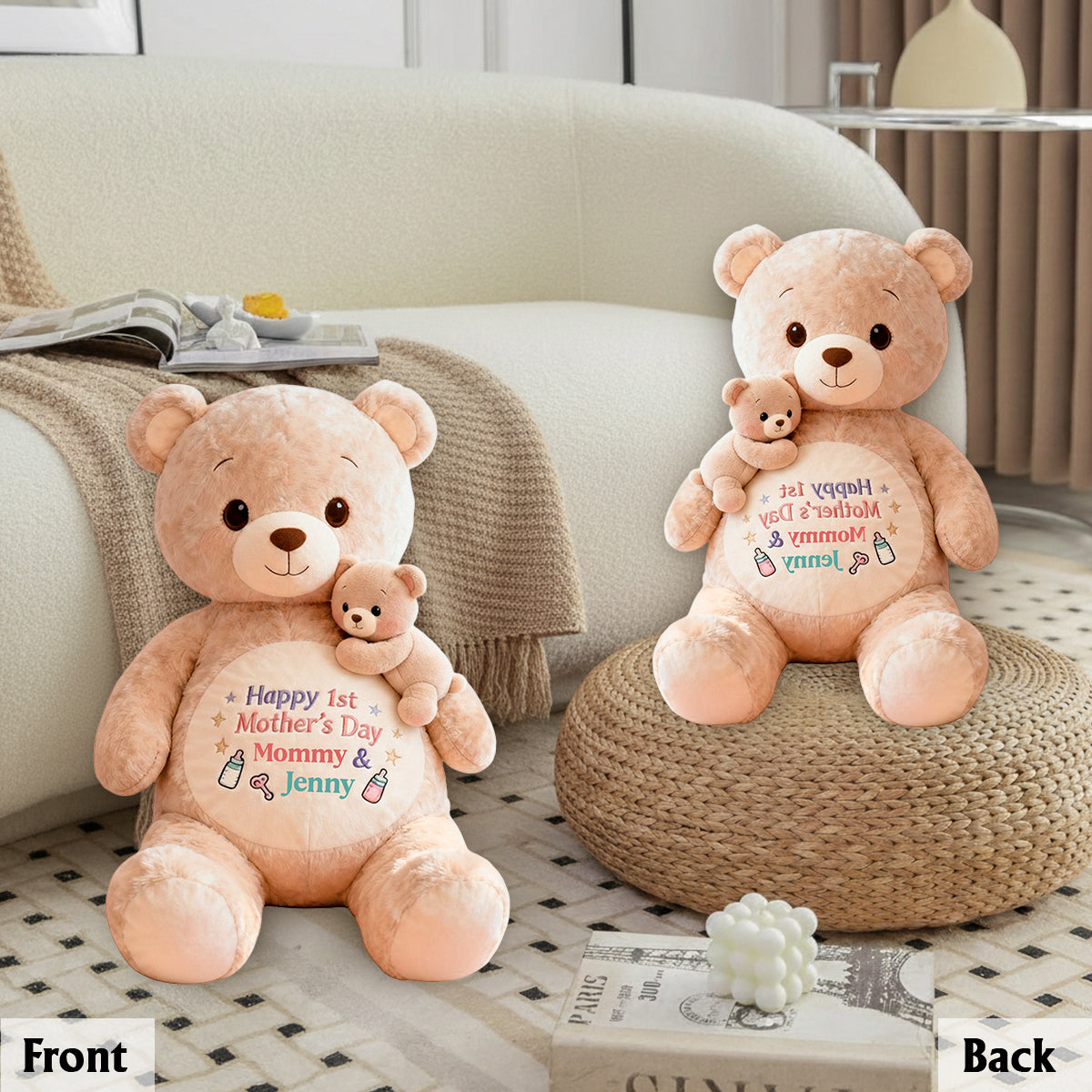 Alles Gute zum ersten Muttertag – Personalisiertes Premium-Kunstfellkissen für Mütter