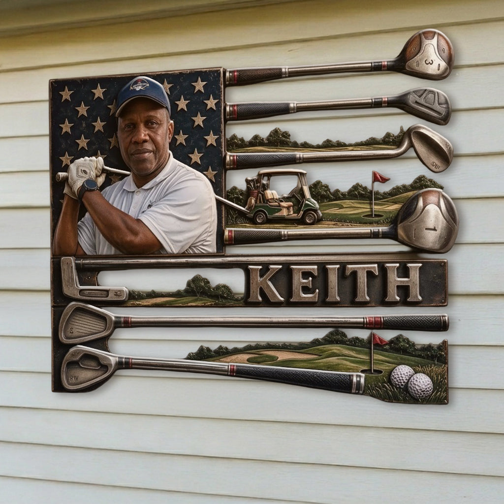 USA Golfer - Personalized Golf 3D Printed Cut Metal Sign