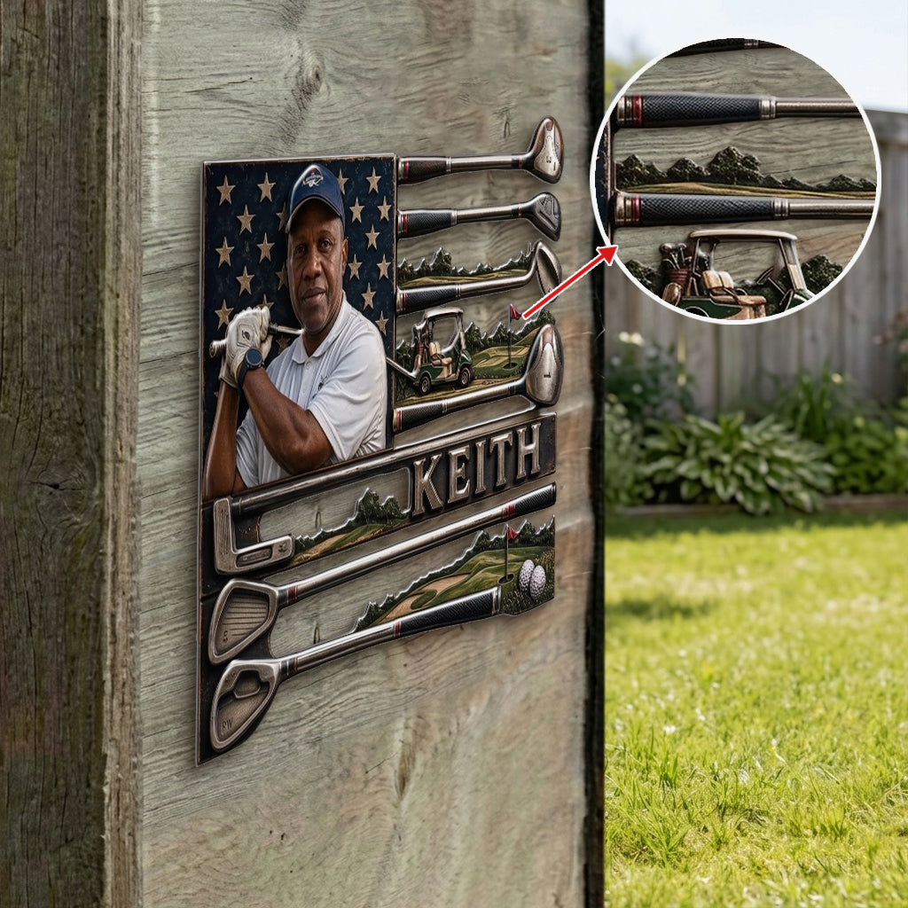 USA Golfer - Personalized Golf 3D Printed Cut Metal Sign