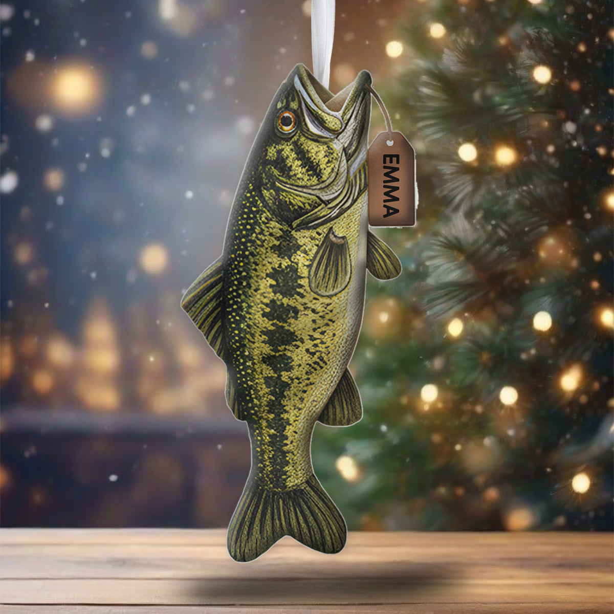 Fröhliche Fischweihnachten – personalisierter Weihnachtsstrumpf in Anglerform
