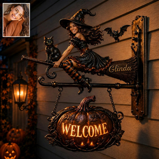 Welcome To The Witch House - Personalized Witch Wooden Wall Mount Sign