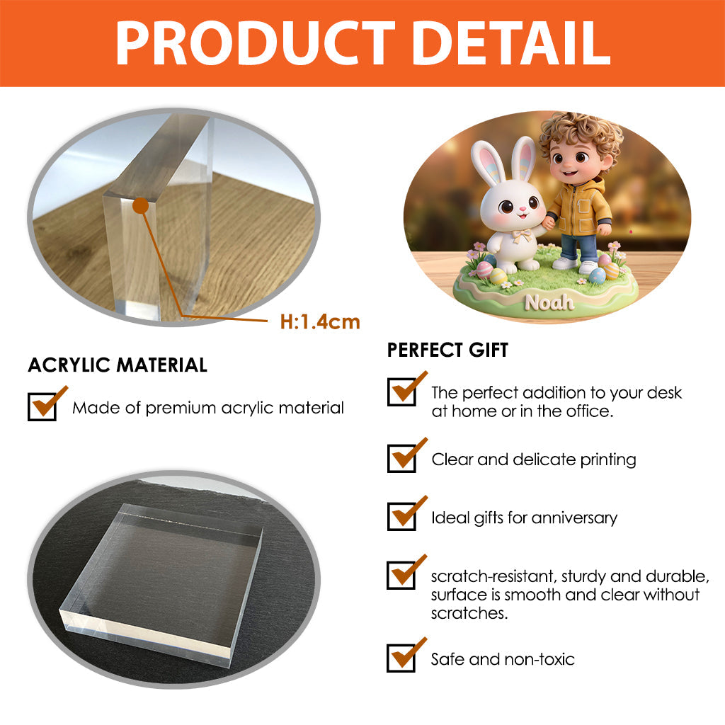Custom Any Photo Best Easter Gift - Personalized Kid Custom Shaped Acrylic Plaque