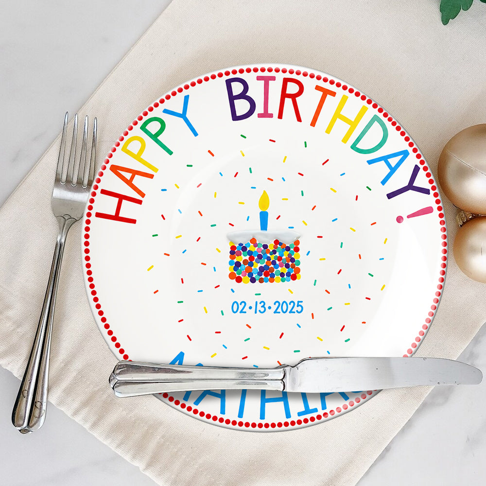 Geburtstagsgeschenk - Personalisierter runder Keramikteller