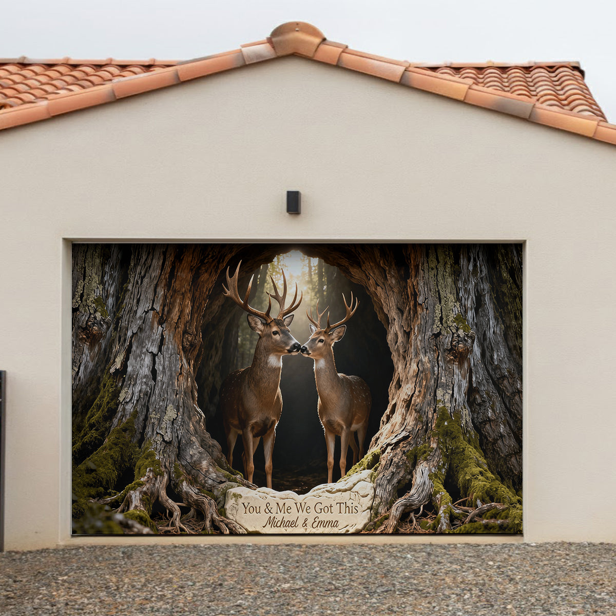 Du und ich, wir schaffen das – Personalisiertes Jagd-Garagentorbanner