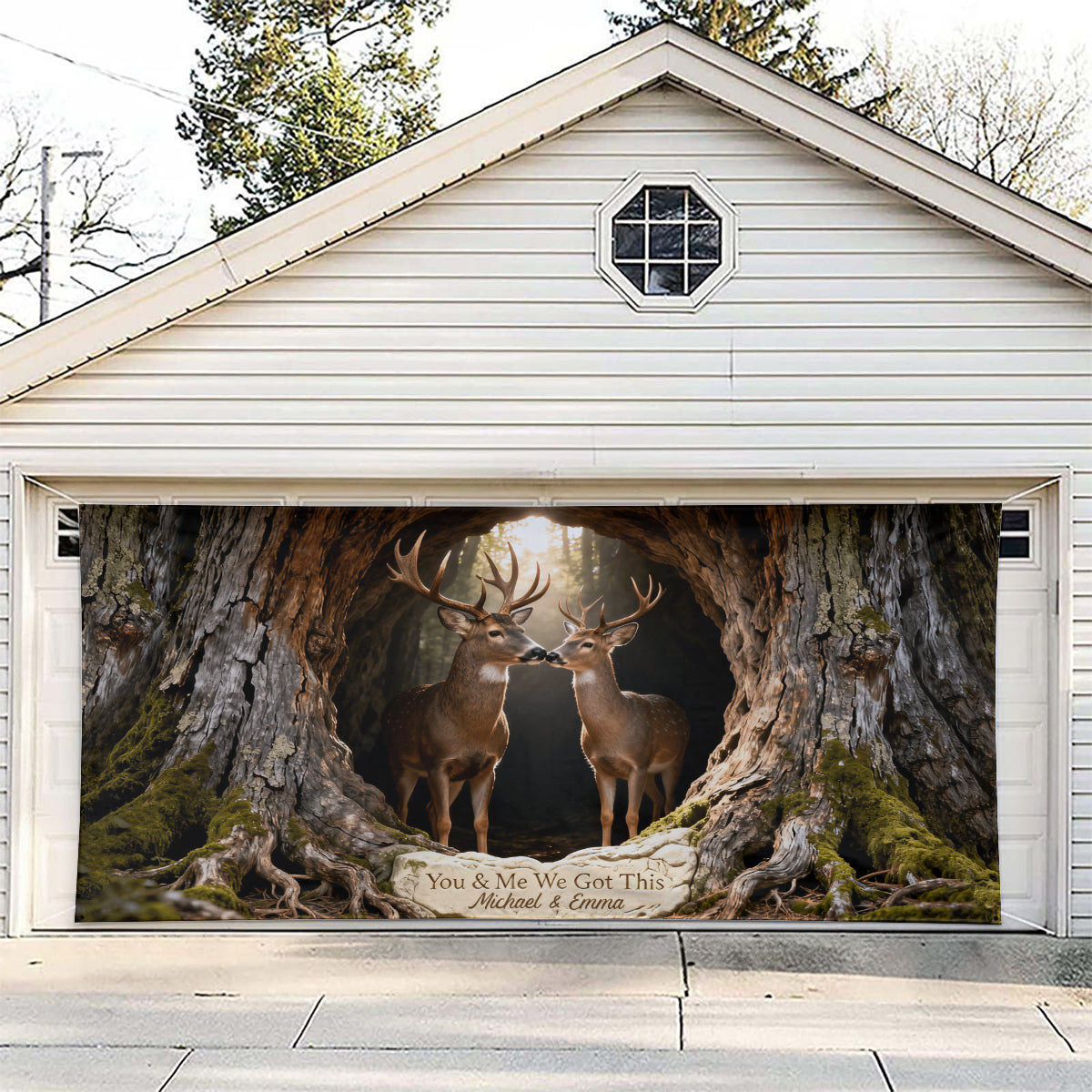 Du und ich, wir schaffen das – Personalisiertes Jagd-Garagentorbanner