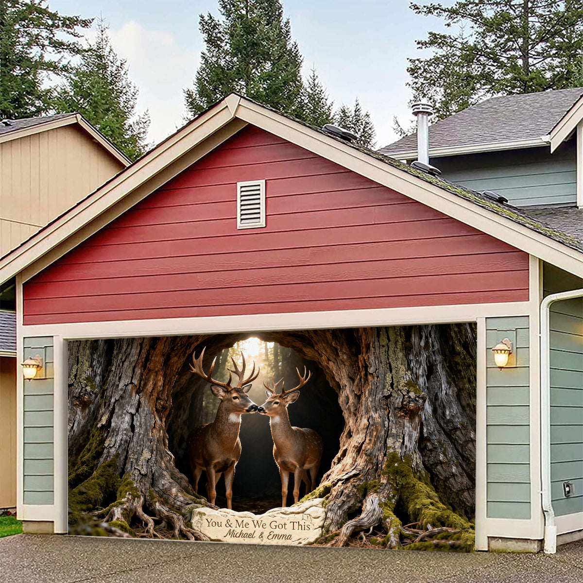 Du und ich, wir schaffen das – Personalisiertes Jagd-Garagentorbanner