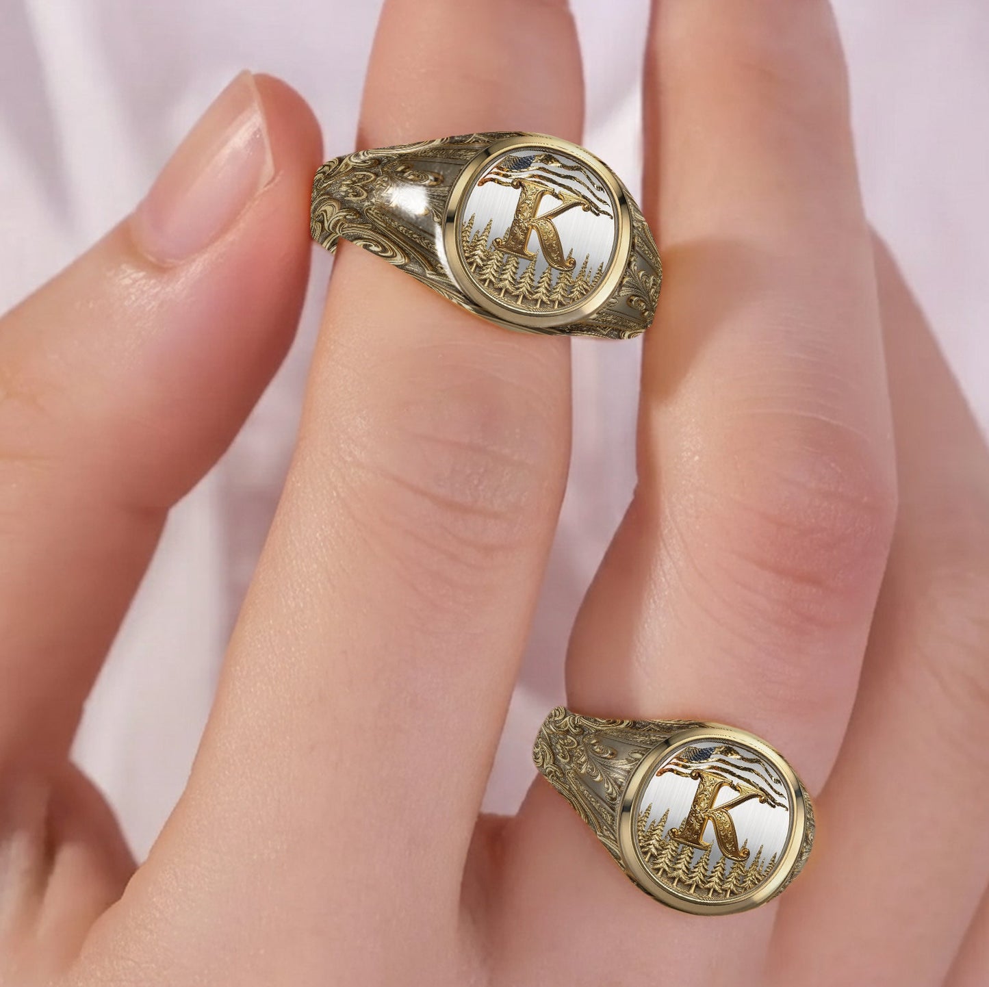 Namensinitialen-Alphabet - Personalisierter Luxus-Siegelring