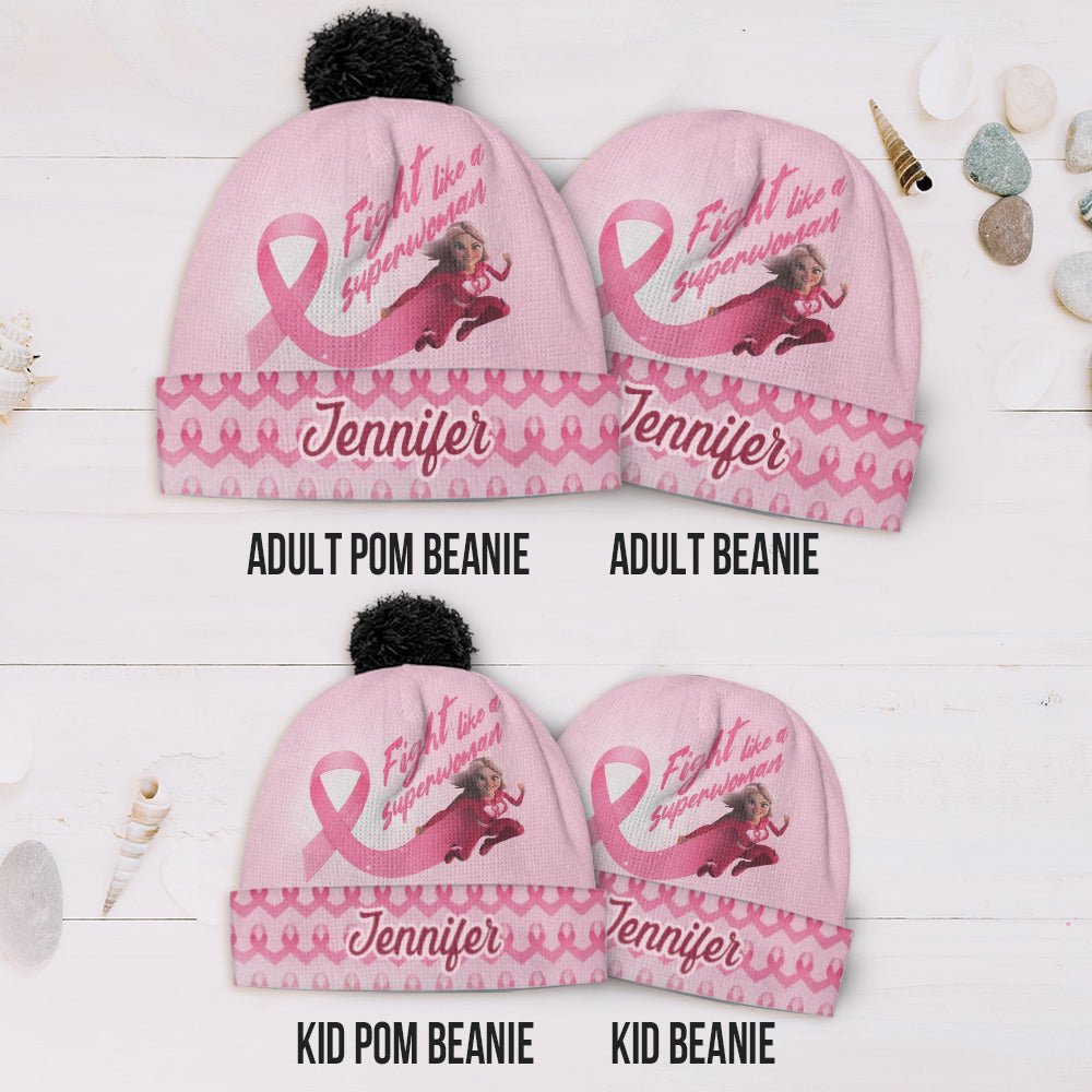 Kämpfe wie eine Superheldin, Brustkrebsvorsorge – Personalisierte Mütze zur Brustkrebsvorsorge