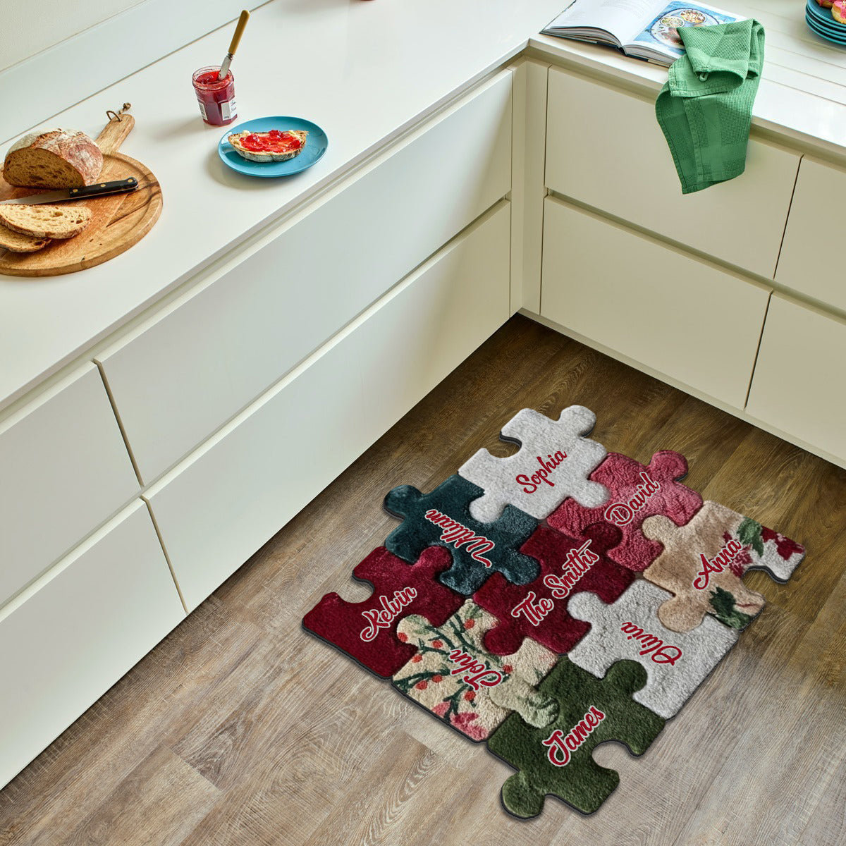 Frohe Weihnachten – Personalisierter, rutschfester Familienteppich