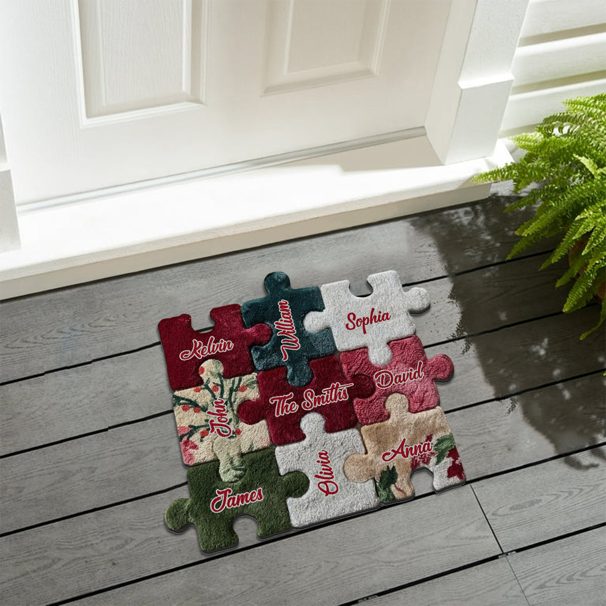 Frohe Weihnachten – Personalisierter, rutschfester Familienteppich