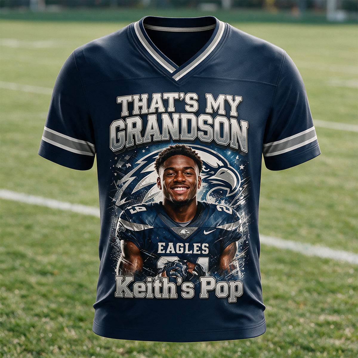 That's My Boy On The Field - Personalized Football Fully Printed V-Neck T-Shirt