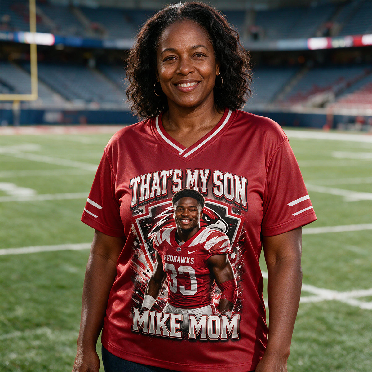 That's My Boy On The Field - Personalized Football Fully Printed V-Neck T-Shirt