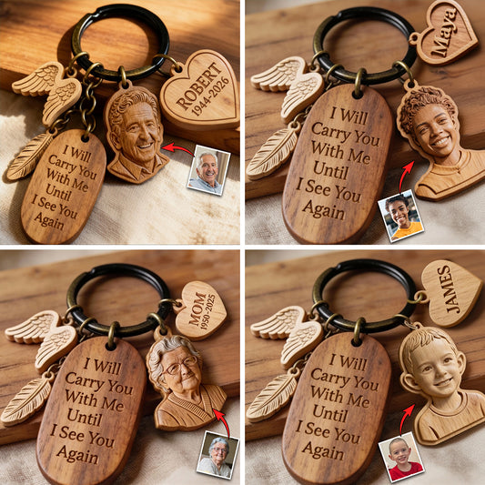 I'll Carry You - Personalized Memorial Keychain With Charms