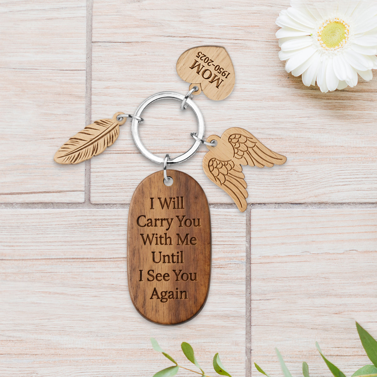 I'll Carry You - Personalized Memorial Keychain With Charms