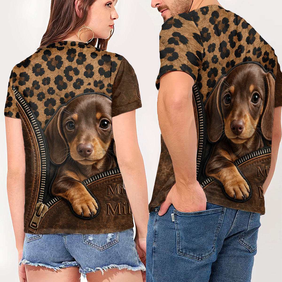 Peeking Pet - Personalisierte Hund T-Shirt mit V-Ausschnitt