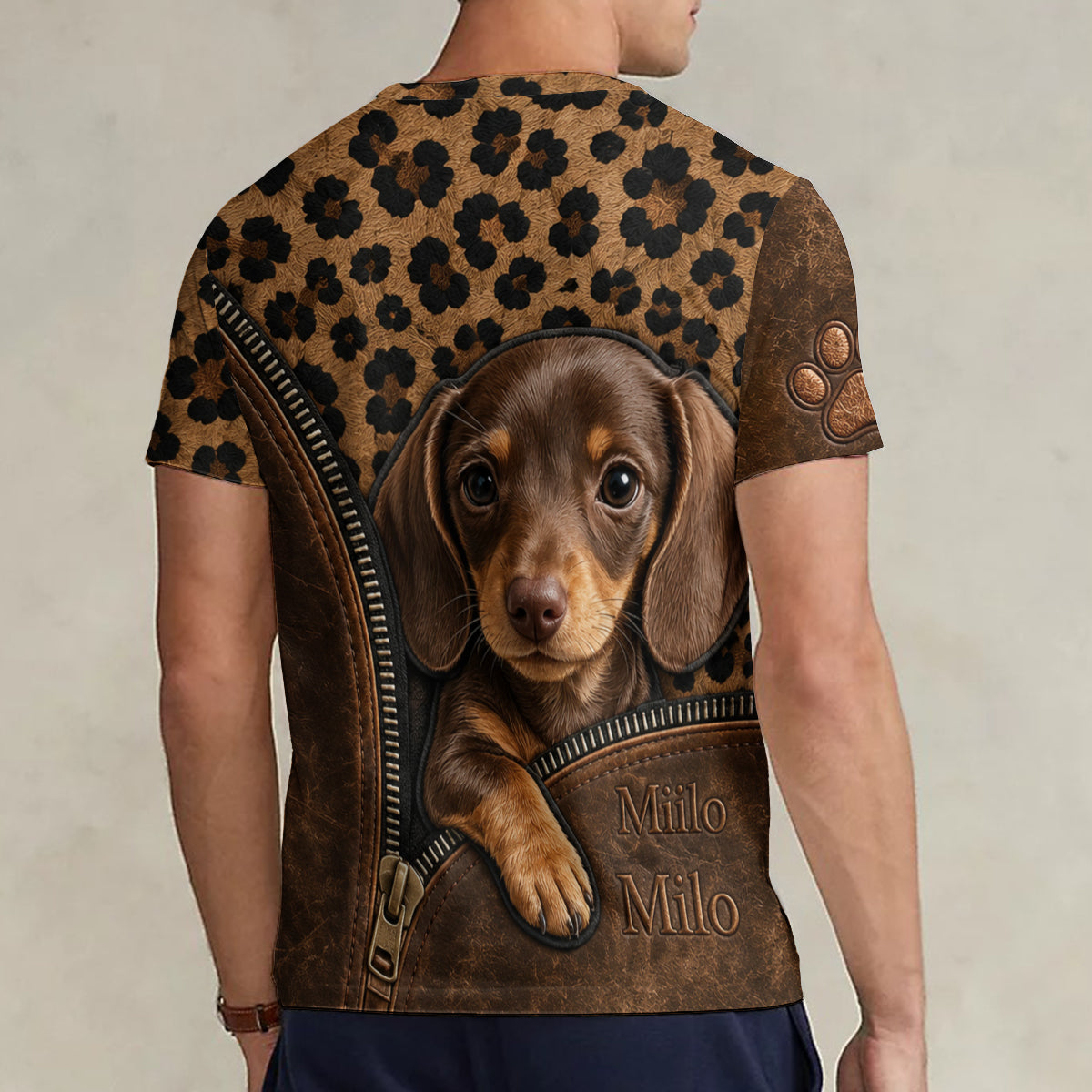 Peeking Pet - Personalisierte Hund T-Shirt mit V-Ausschnitt