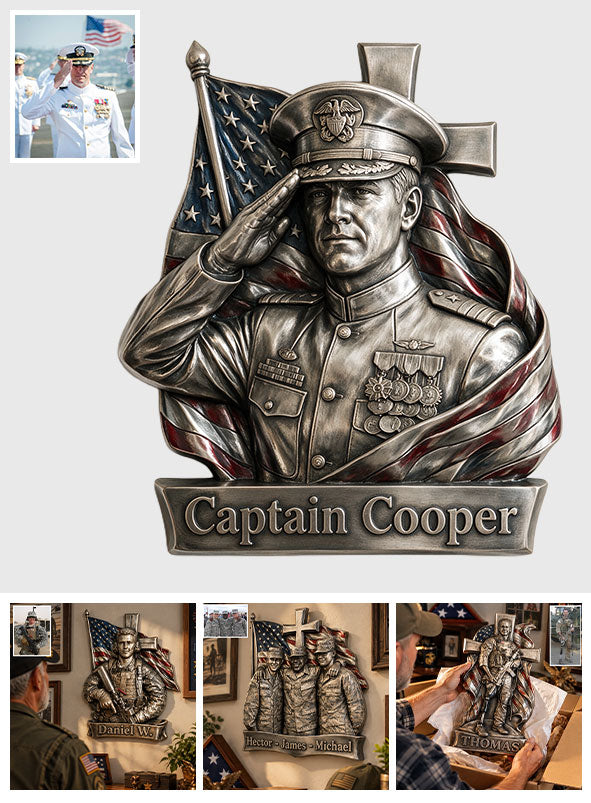 Any Photo - Personalized Veteran 3D Printed Cut Metal Sign