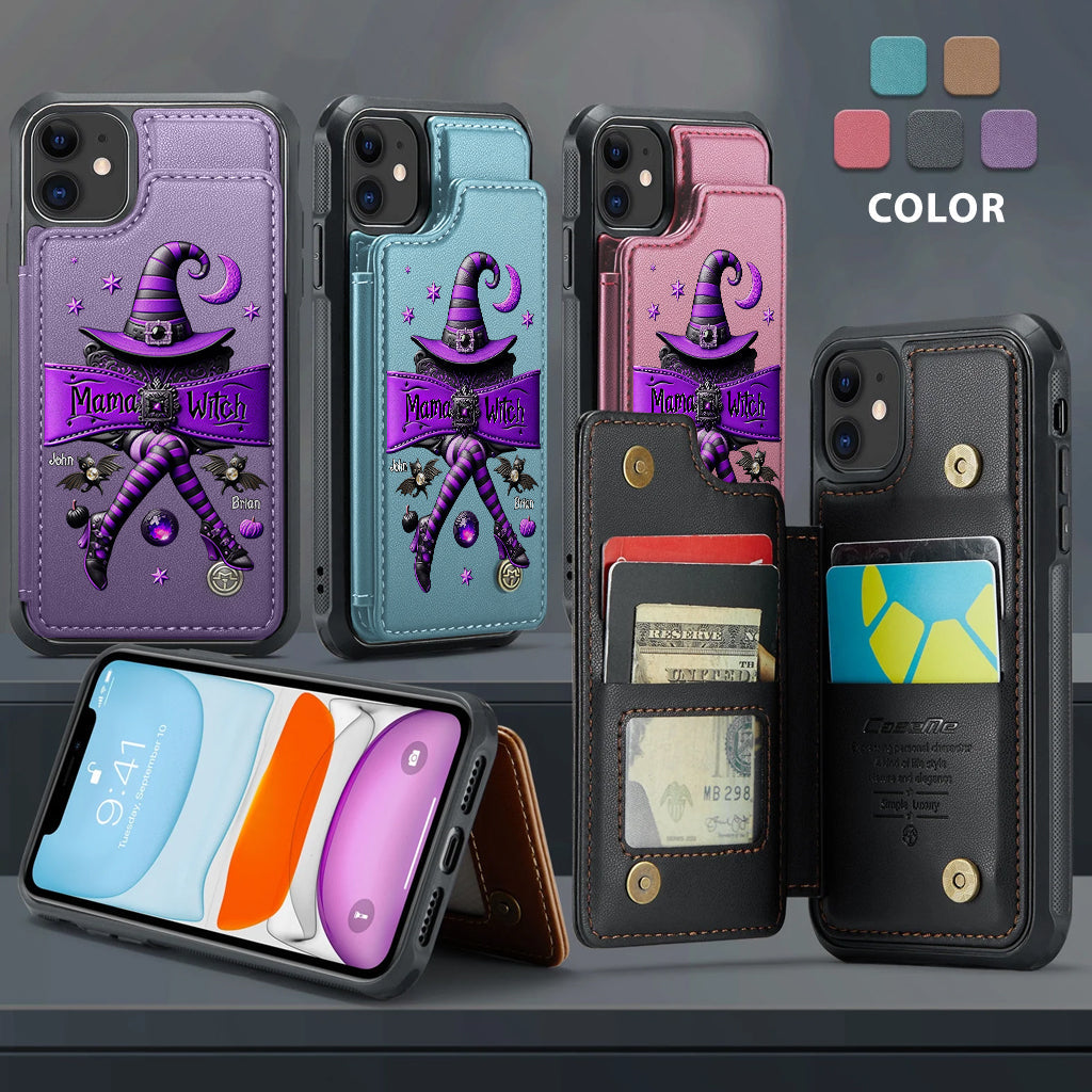 Halloween-Geschenk für Oma und Hexenmutter – Personalisierte Handyhülle mit Geldbörsenfunktion