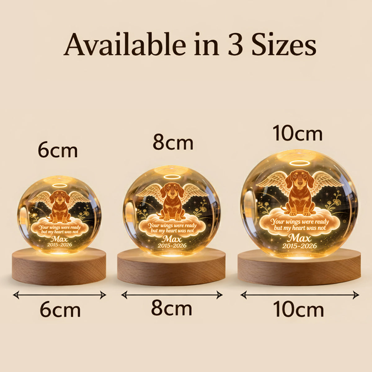 Your Wings Were Ready - Personalized Dog Crystal Ball Night Light