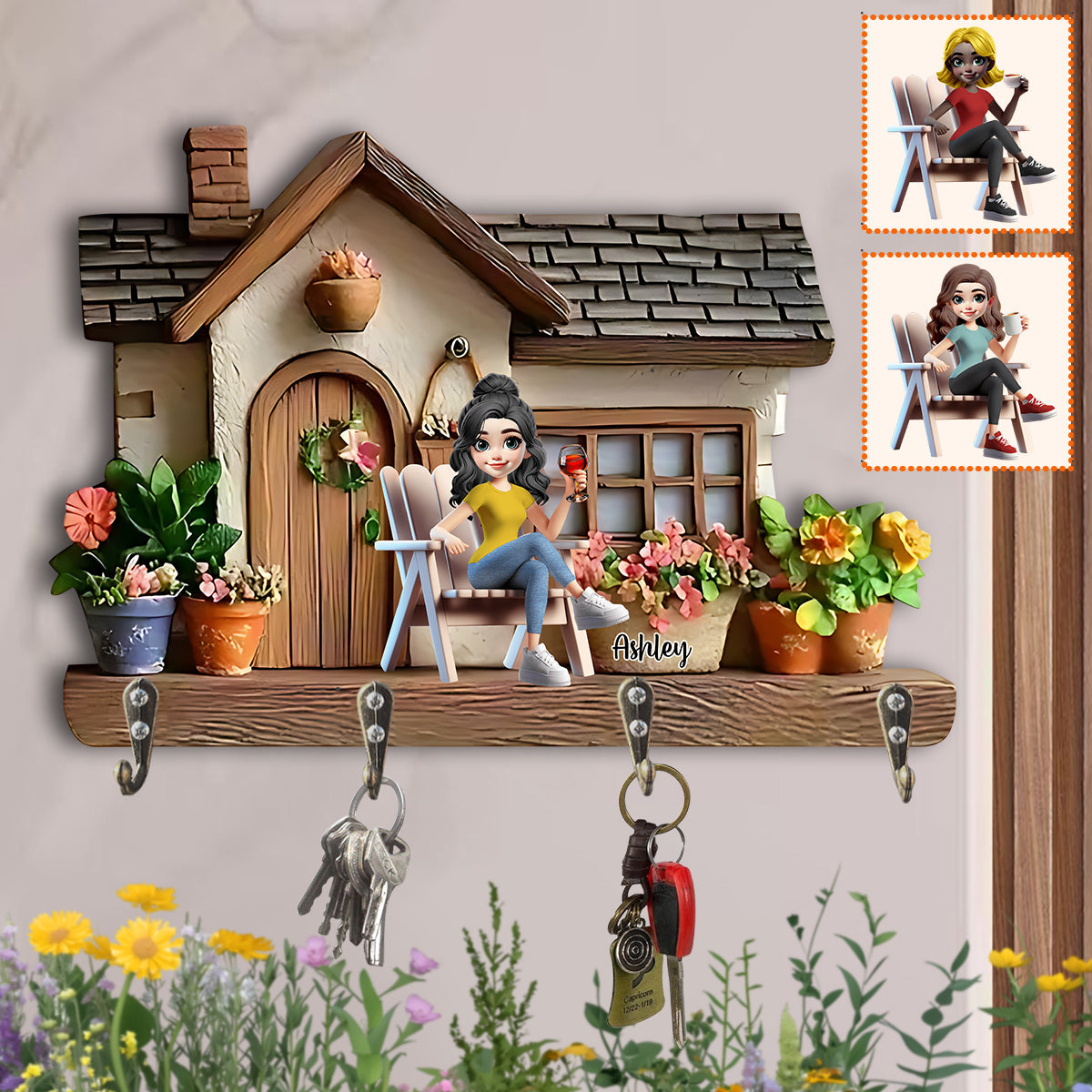 Willkommen in meinem Garten – Personalisierter, individuell geformter Schlüsselhalter für Gartenartikel