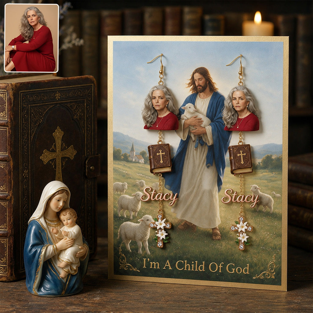 Child Of God - Personalized Christian Earrings With Card