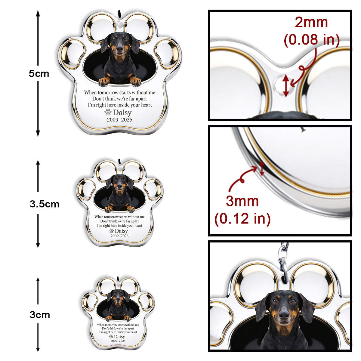 Gedenkpfote – personalisierter Hunde-Schlüsselanhänger