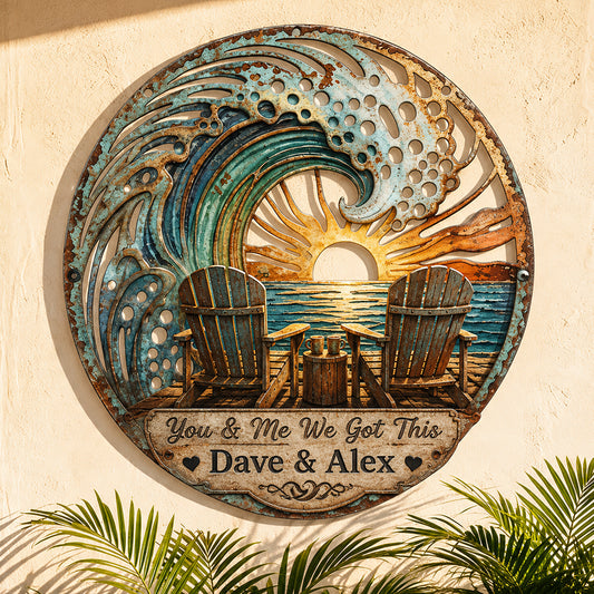 We Got This - Personalized Couple Cut Metal Sign