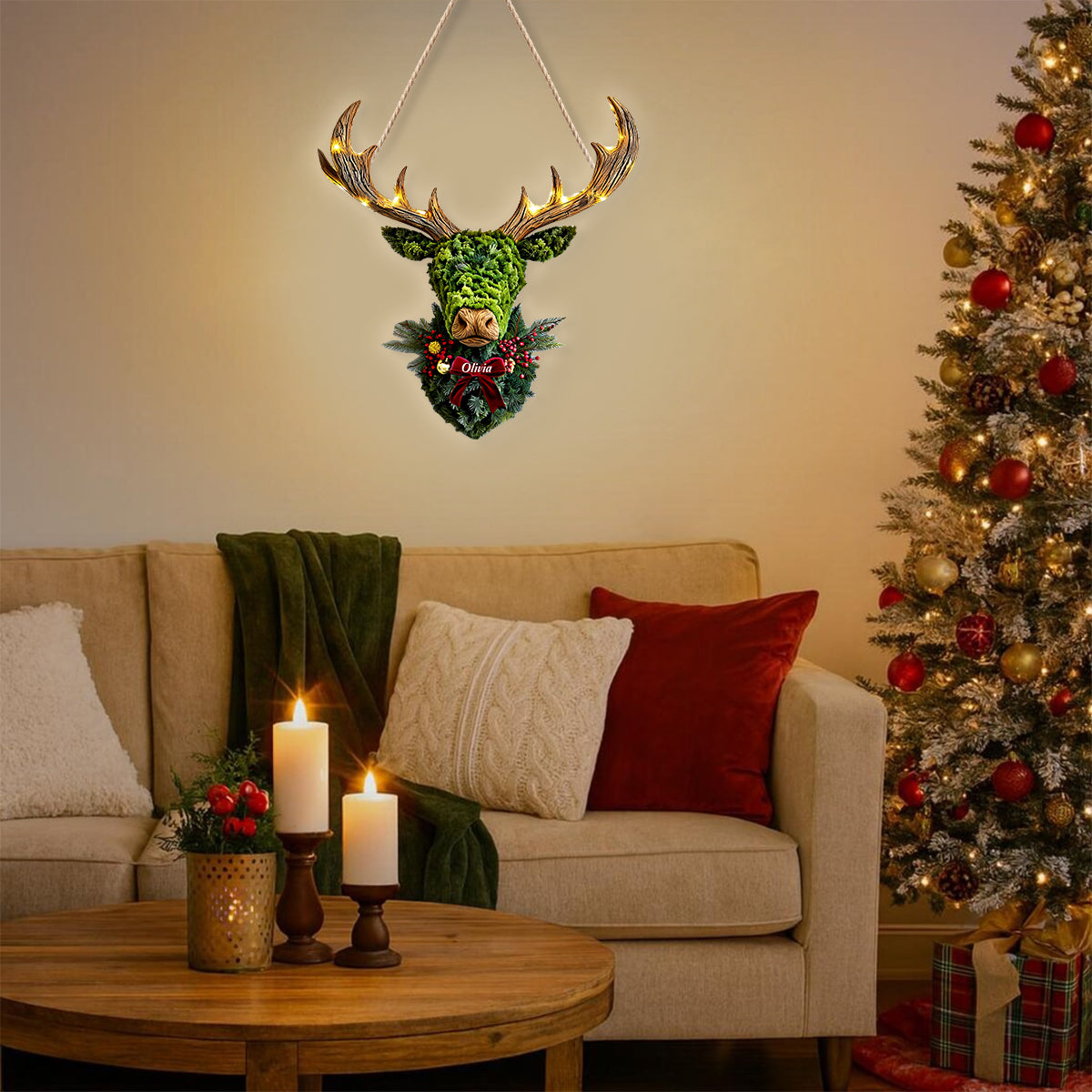Hirschkranz - Personalisiertes Jagd-LED-Licht-Acryl-Schild