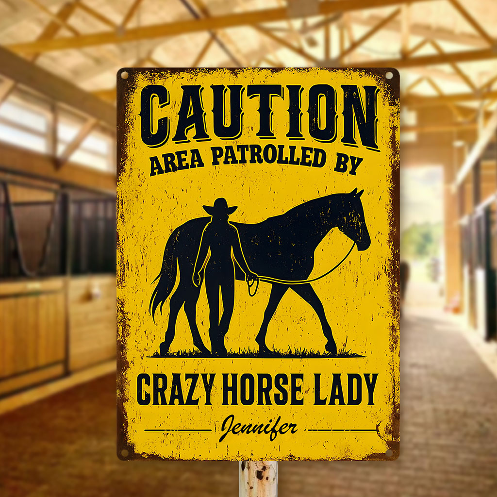 Crazy Horse Lady Area - Personalisiertes rechteckiges Metallschild mit Pferdemotiv