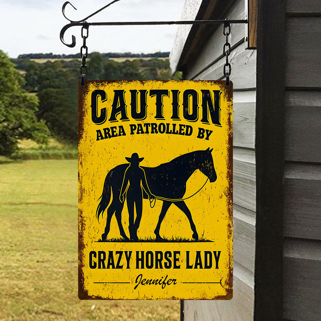 Crazy Horse Lady Area - Personalisiertes rechteckiges Metallschild mit Pferdemotiv