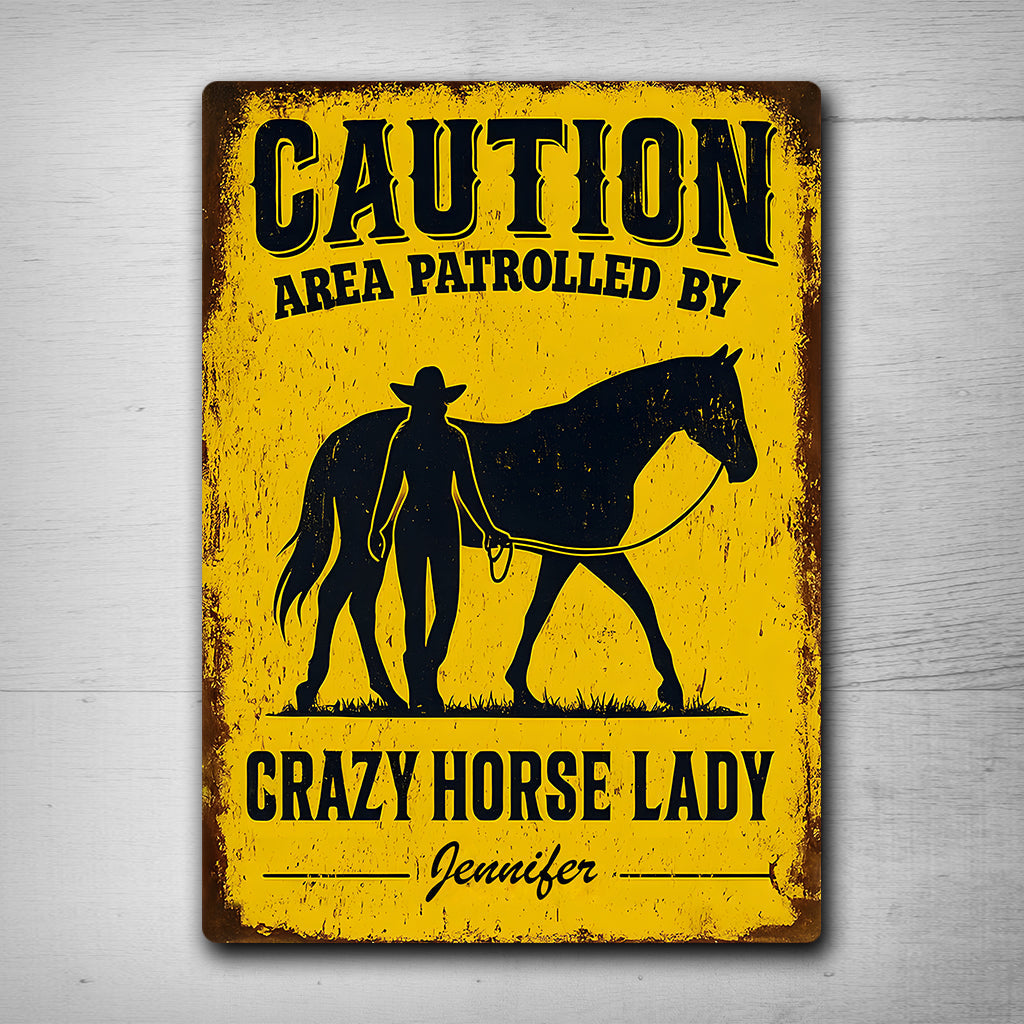 Crazy Horse Lady Area - Personalisiertes rechteckiges Metallschild mit Pferdemotiv
