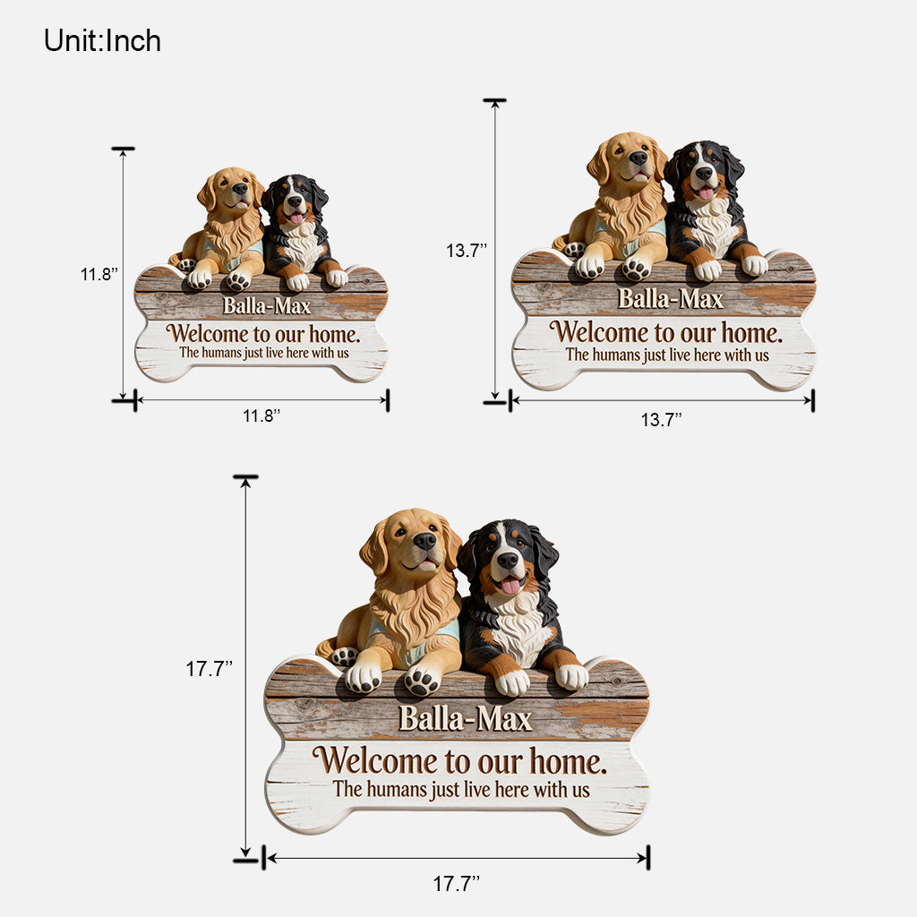 Willkommen in unserem Zuhause – personalisiertes Holzschild in Hundeform