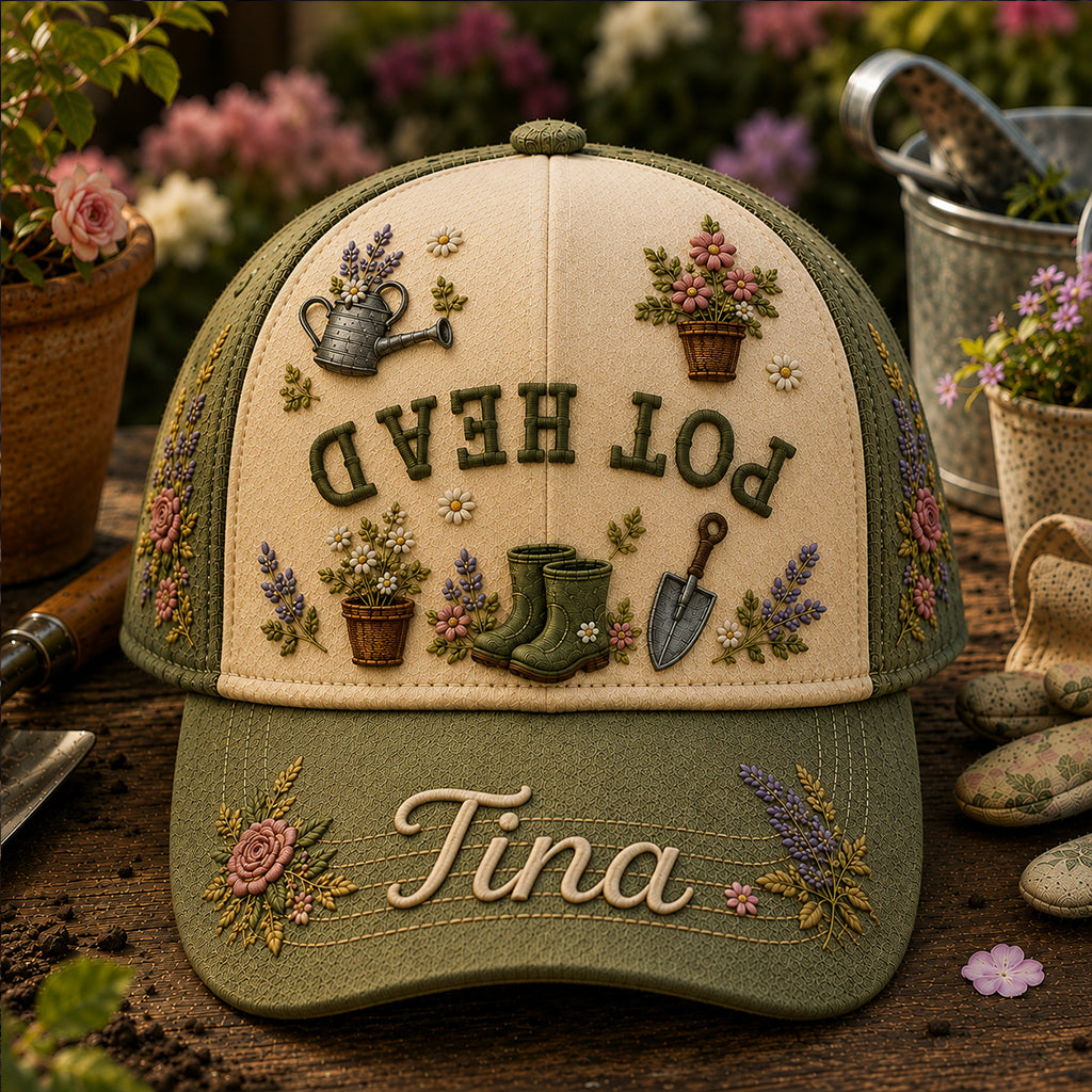 Pot Head Funny Upside Down Text - Personalized Gardening Classic Cap