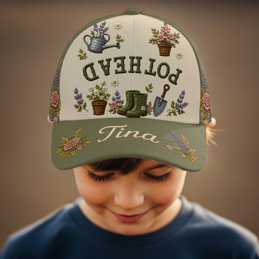 Pot Head Funny Upside Down Text - Personalized Gardening Classic Cap