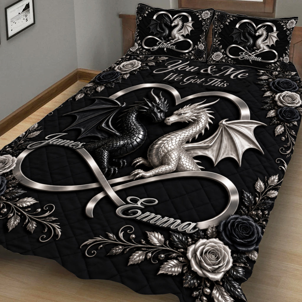 You & Me We Got This - Personalized Dragon Quilt Set