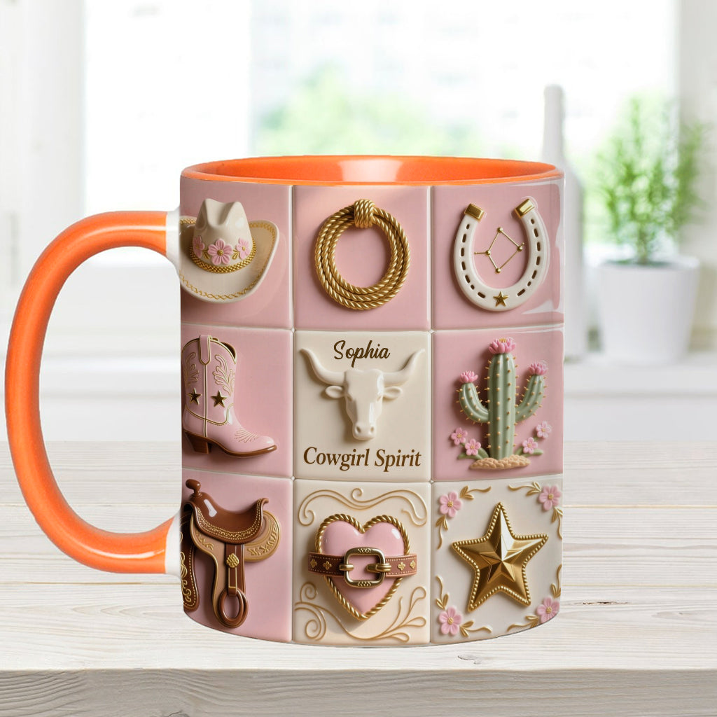 Cowgirl Spirit - Personalized Cowgirl Accent Mug
