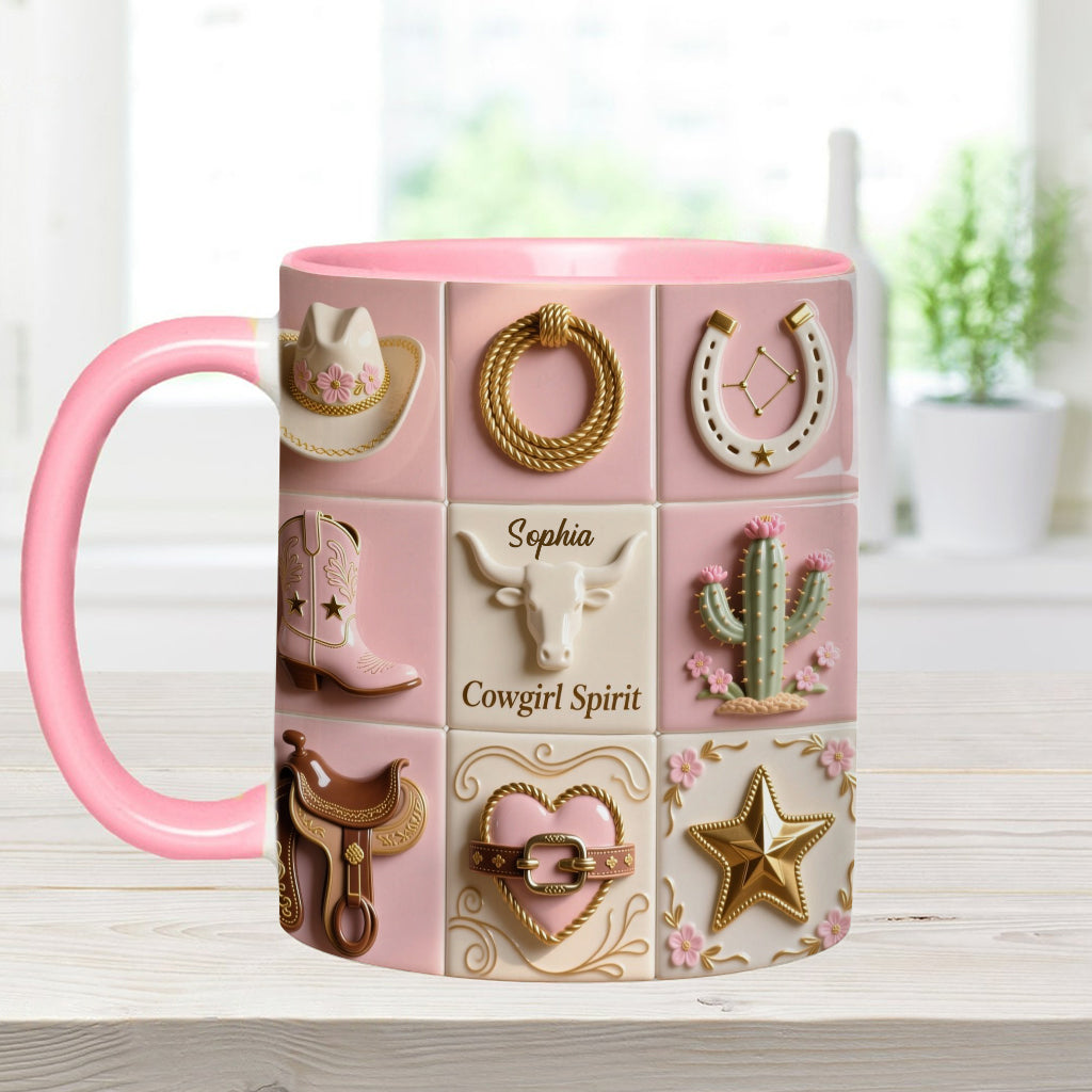 Cowgirl Spirit - Personalized Cowgirl Accent Mug