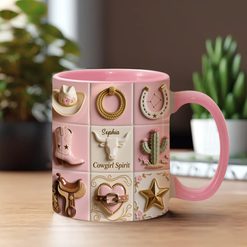 Cowgirl Spirit - Personalized Cowgirl Accent Mug