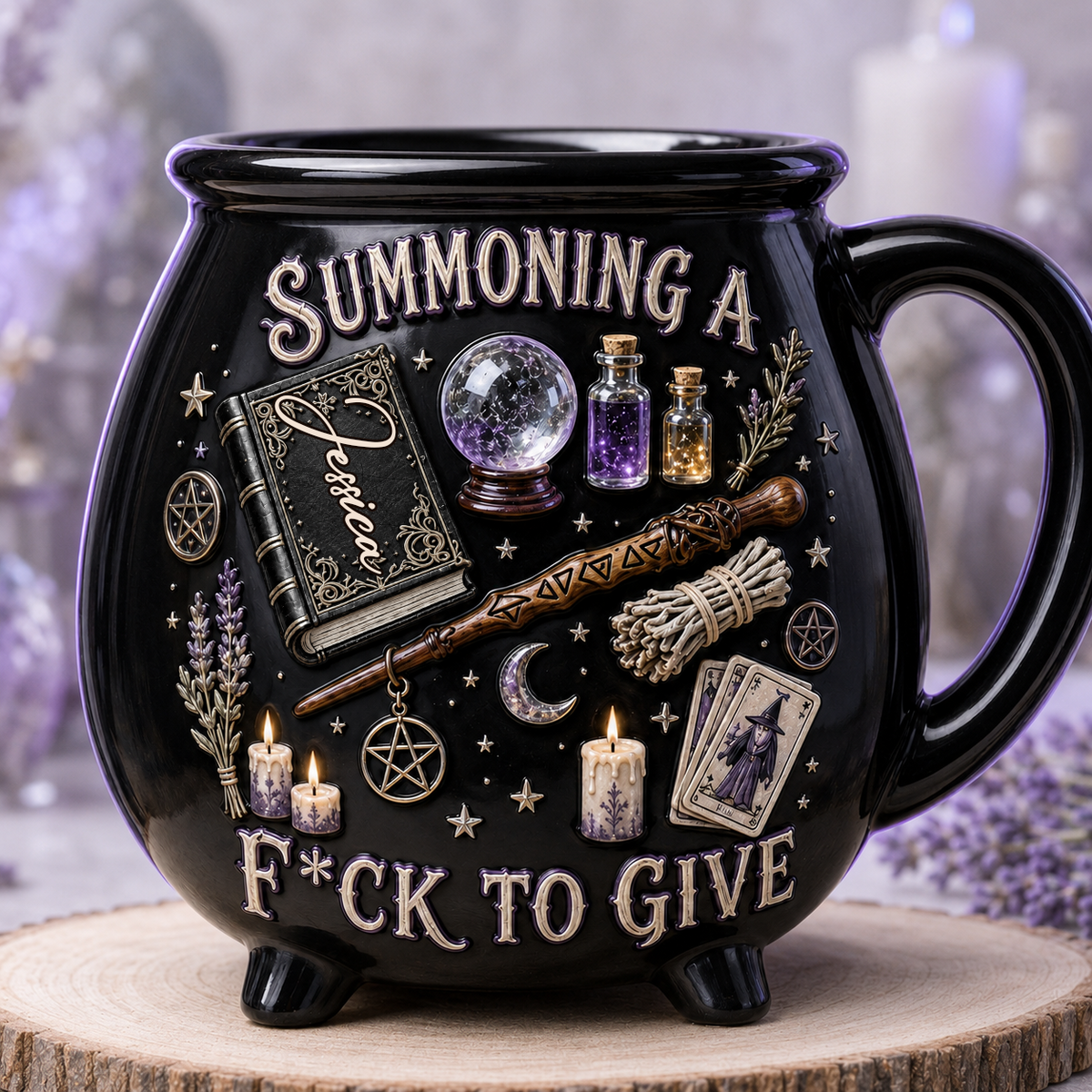 Summoning A Fck To Give - Personalized Witch Cauldron Mug